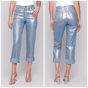 CHARLIE B Silver Metallic Women Jeans